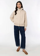 swatch_Beige funnel neck bomber jacket