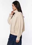 swatch_Beige funnel neck bomber jacket