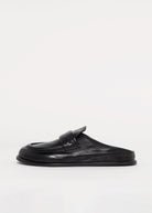 swatch_Black Leather halmanera ivet mule clog