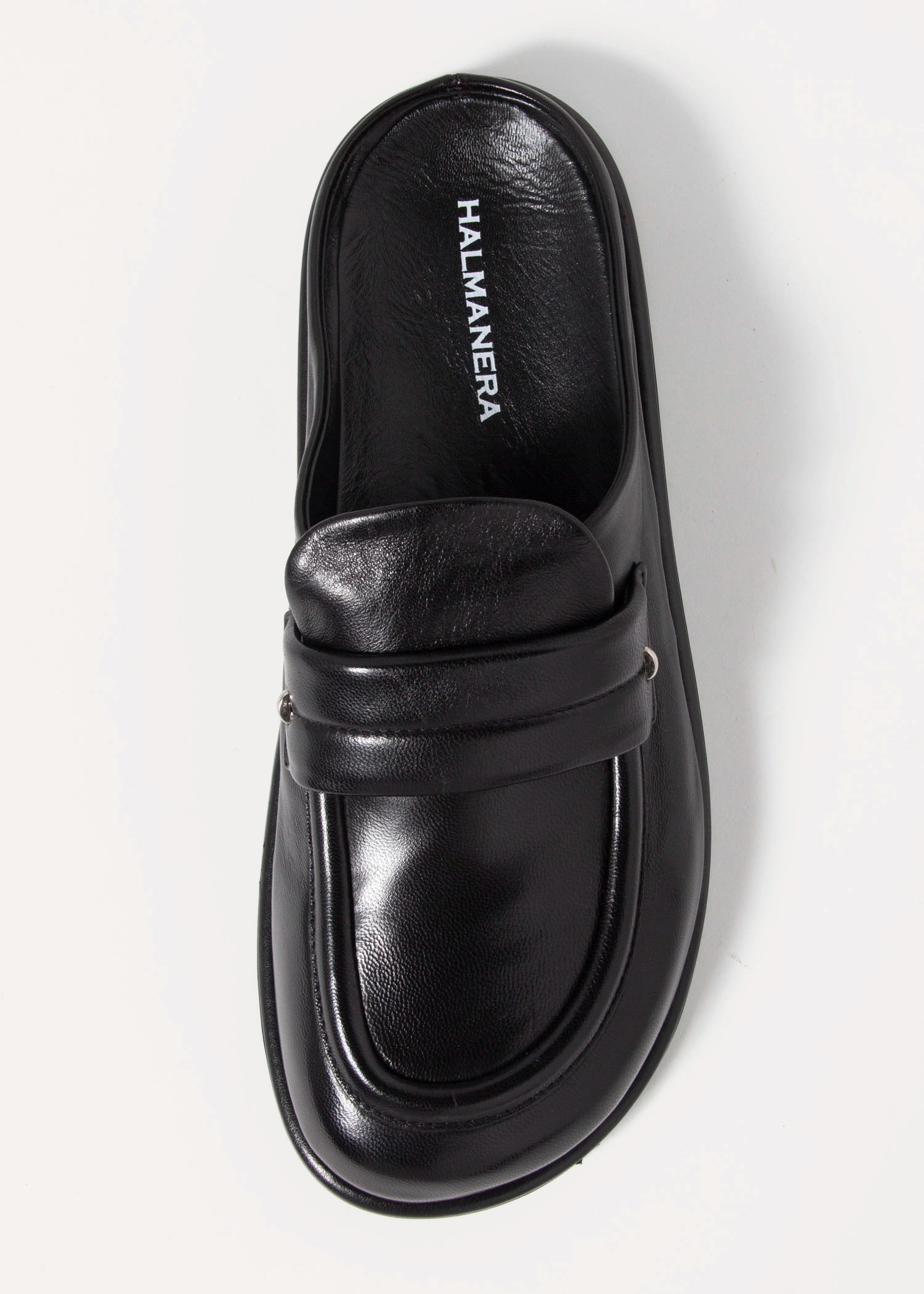 swatch_Black Leather halmanera ivet mule clog