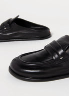 swatch_Black Leather halmanera ivet mule clog