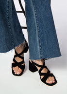 swatch_Black Suede l'idea block heel sandal