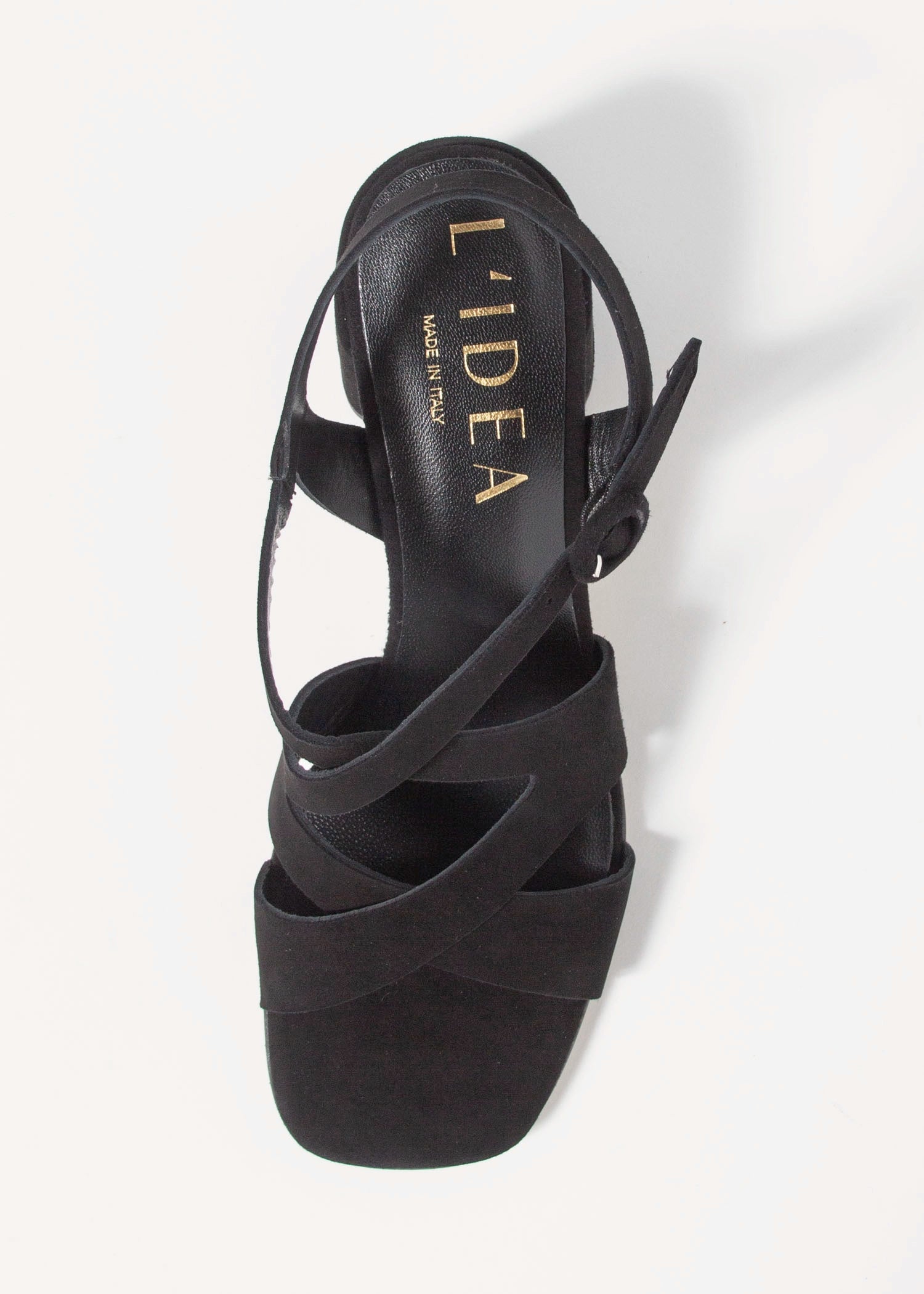 swatch_Black Suede l'idea block heel sandal