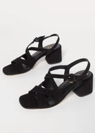 swatch_Black Suede l'idea block heel sandal