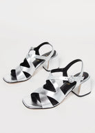 swatch_Silver Leather l'idea block heel sandal
