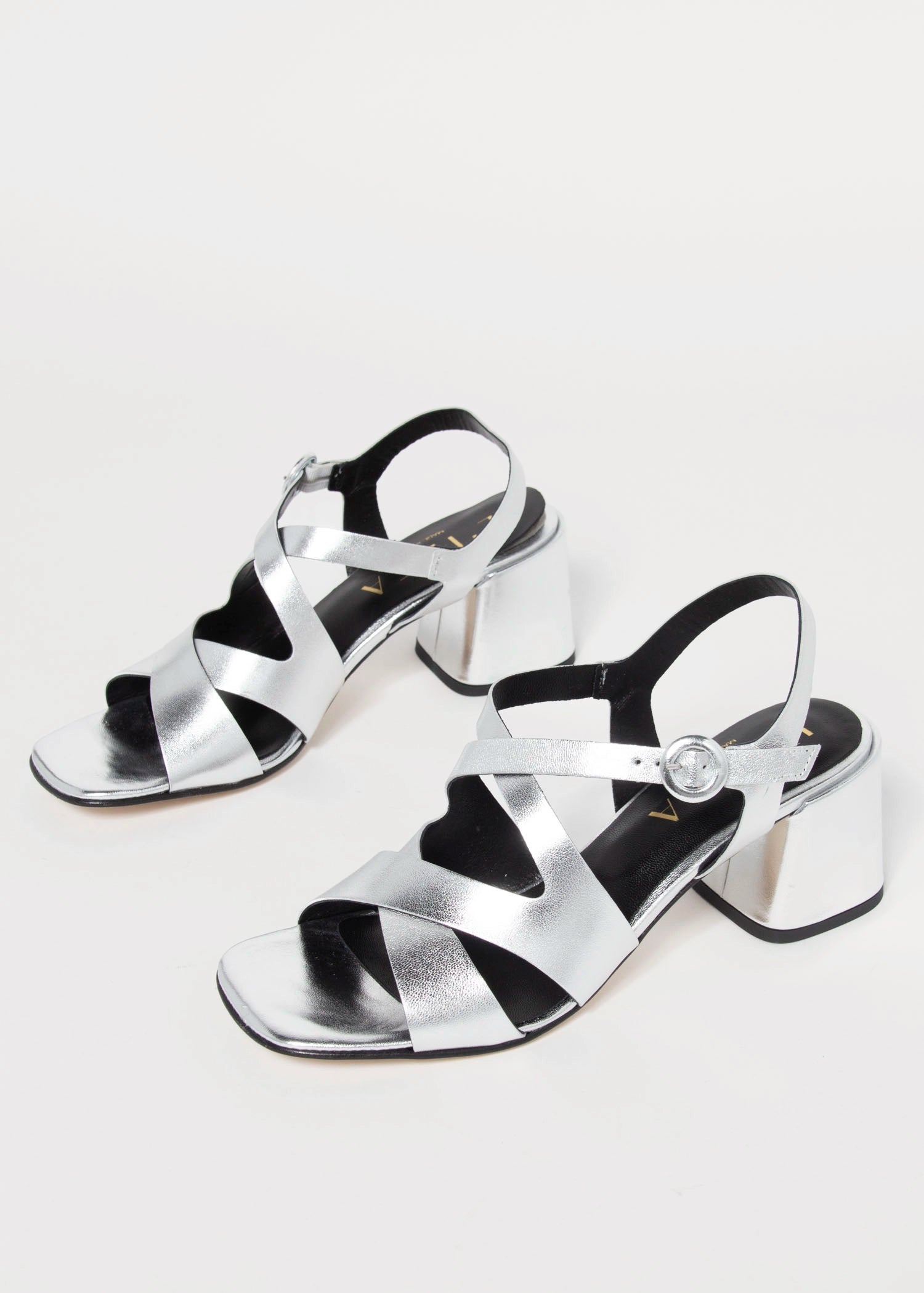 swatch_Silver Leather l'idea block heel sandal