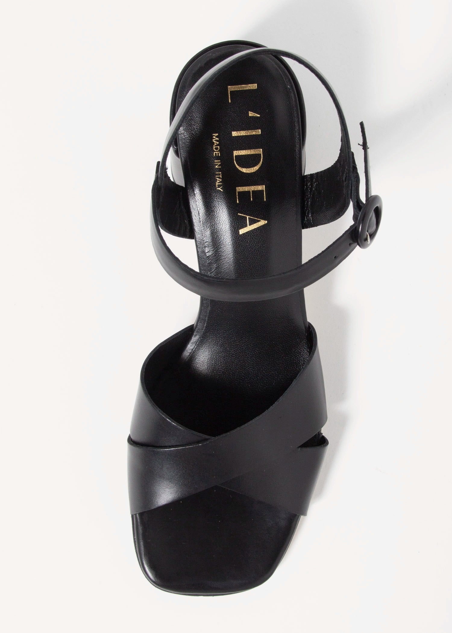 swatch_Black Leather l'idea heeled sandal