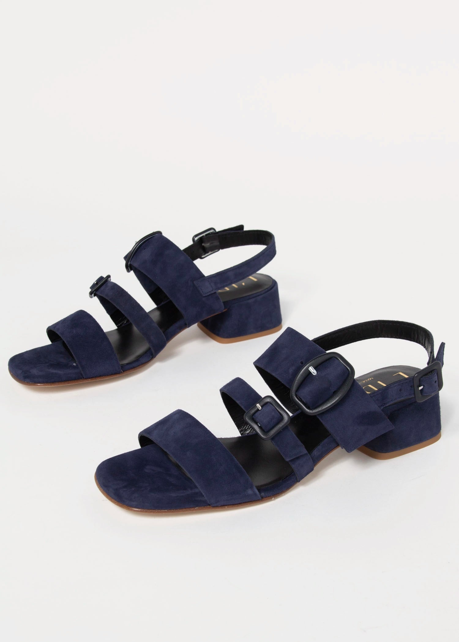 swatch_Navy Suede l'idea low heel strappy sandal