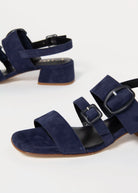 swatch_Navy Suede l'idea low heel strappy sandal