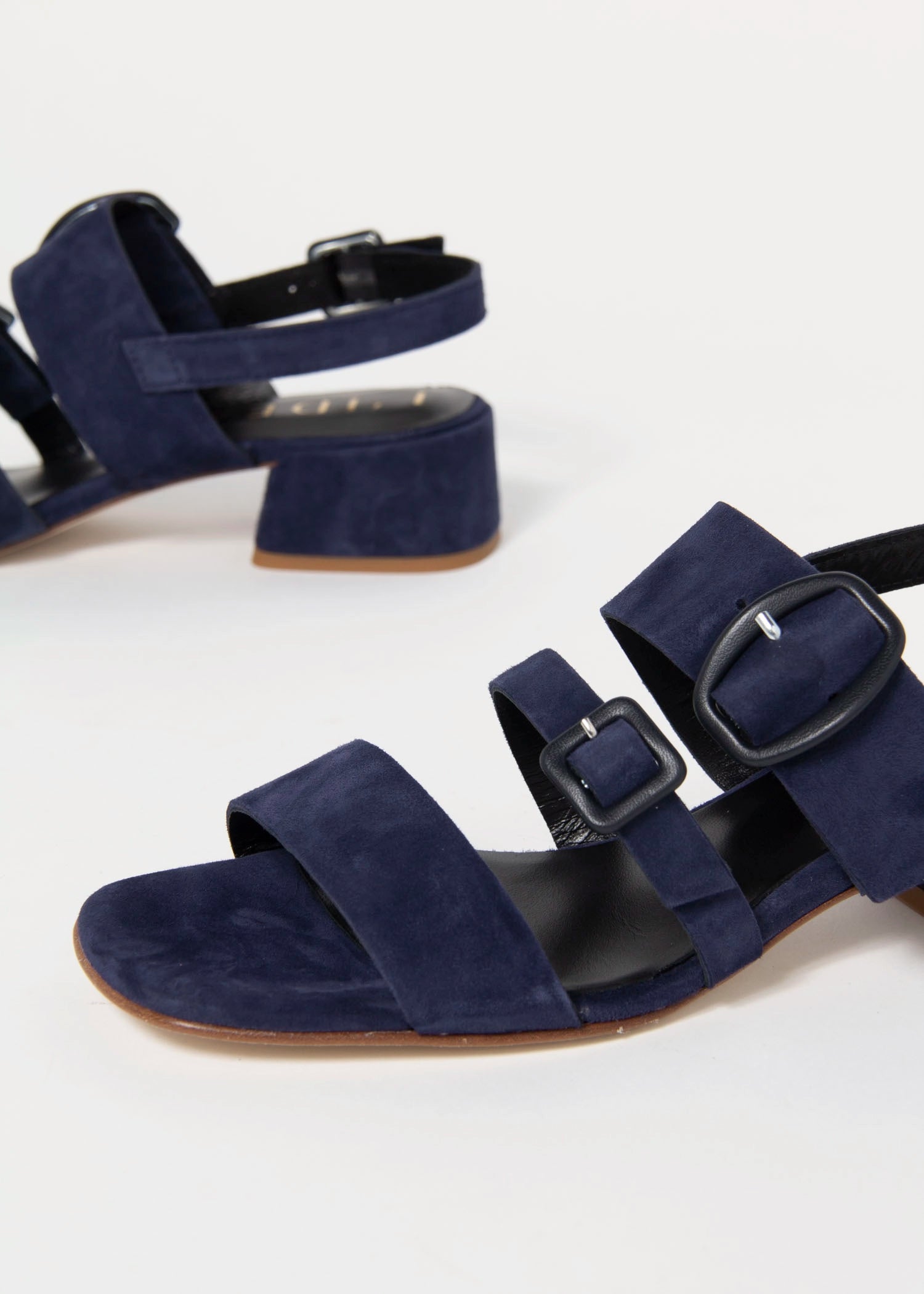 swatch_Navy Suede l'idea low heel strappy sandal
