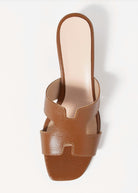 swatch_Brown Leather l'idea heeled slide sandal