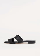 swatch_black leather leather cutout sandal flat sandals