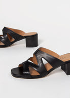 swatch_Black Leather block heel sandal