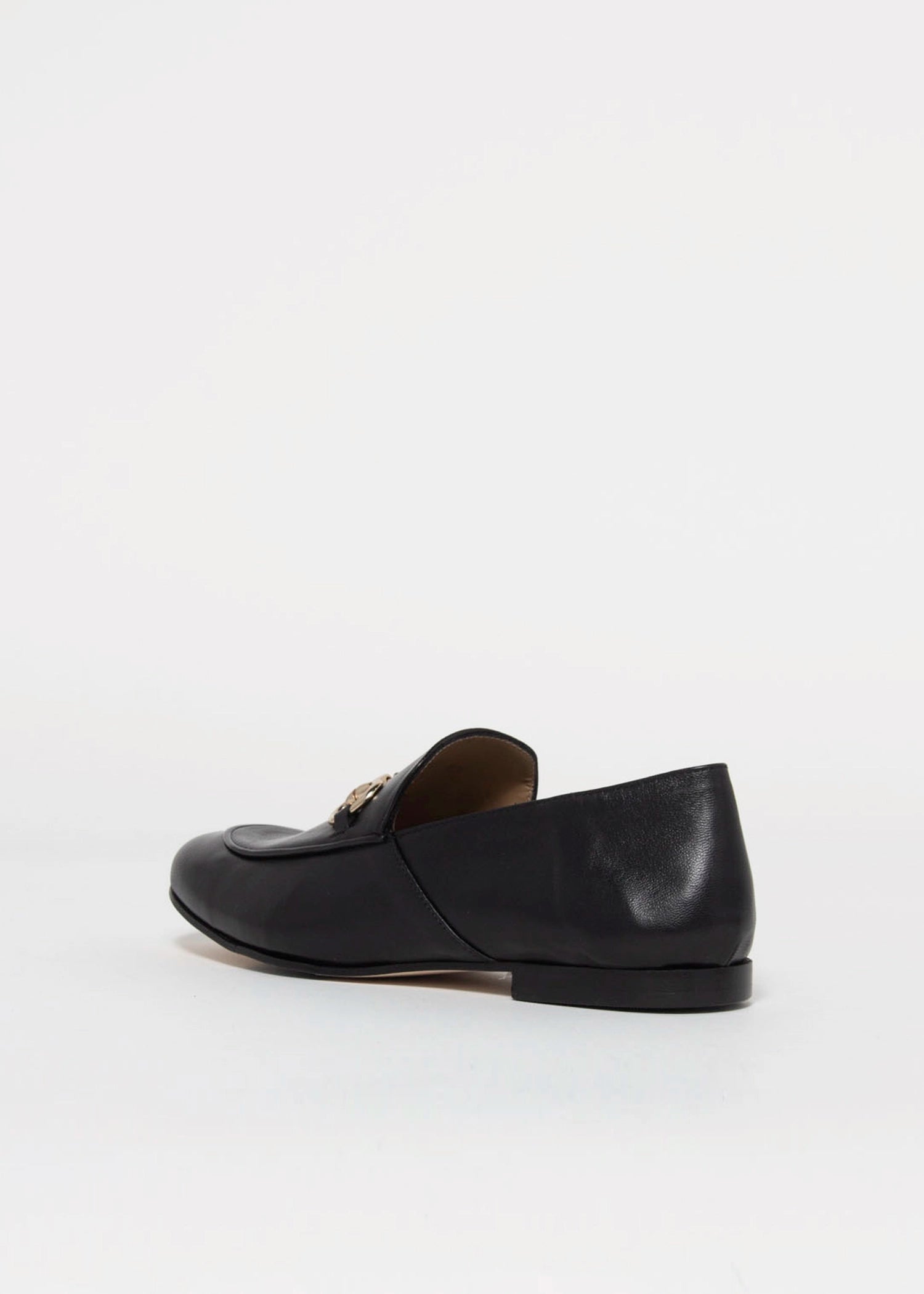 swatch_black leather loafer with bit flat shoes