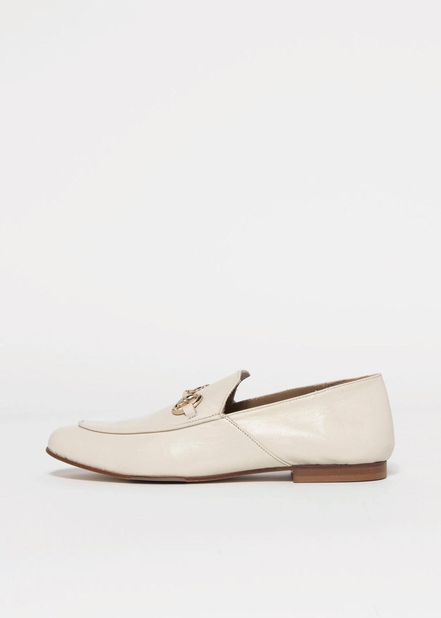 swatch_Ivory leather loafer with bit flat shoes