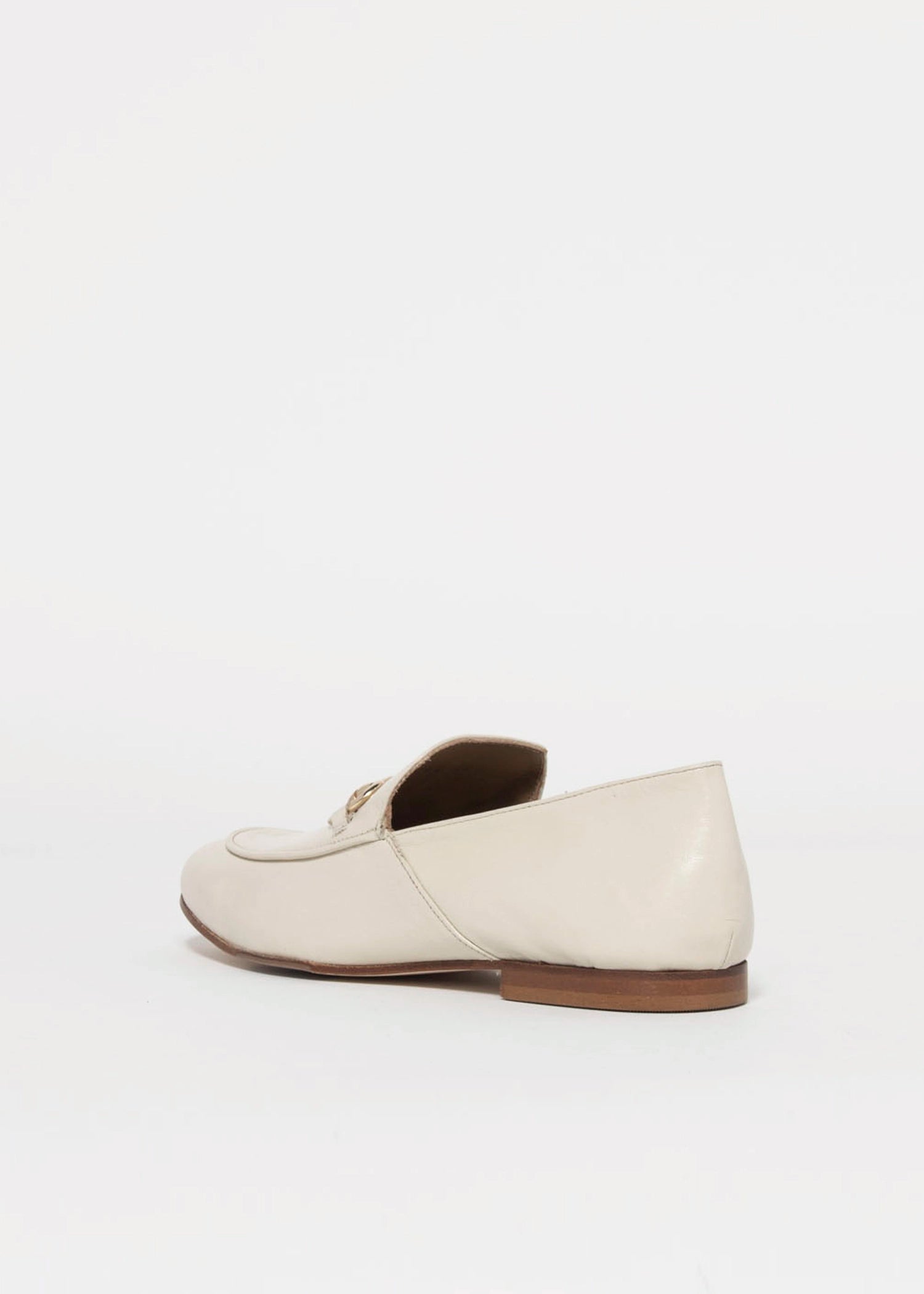 swatch_Ivory leather loafer with bit flat shoes