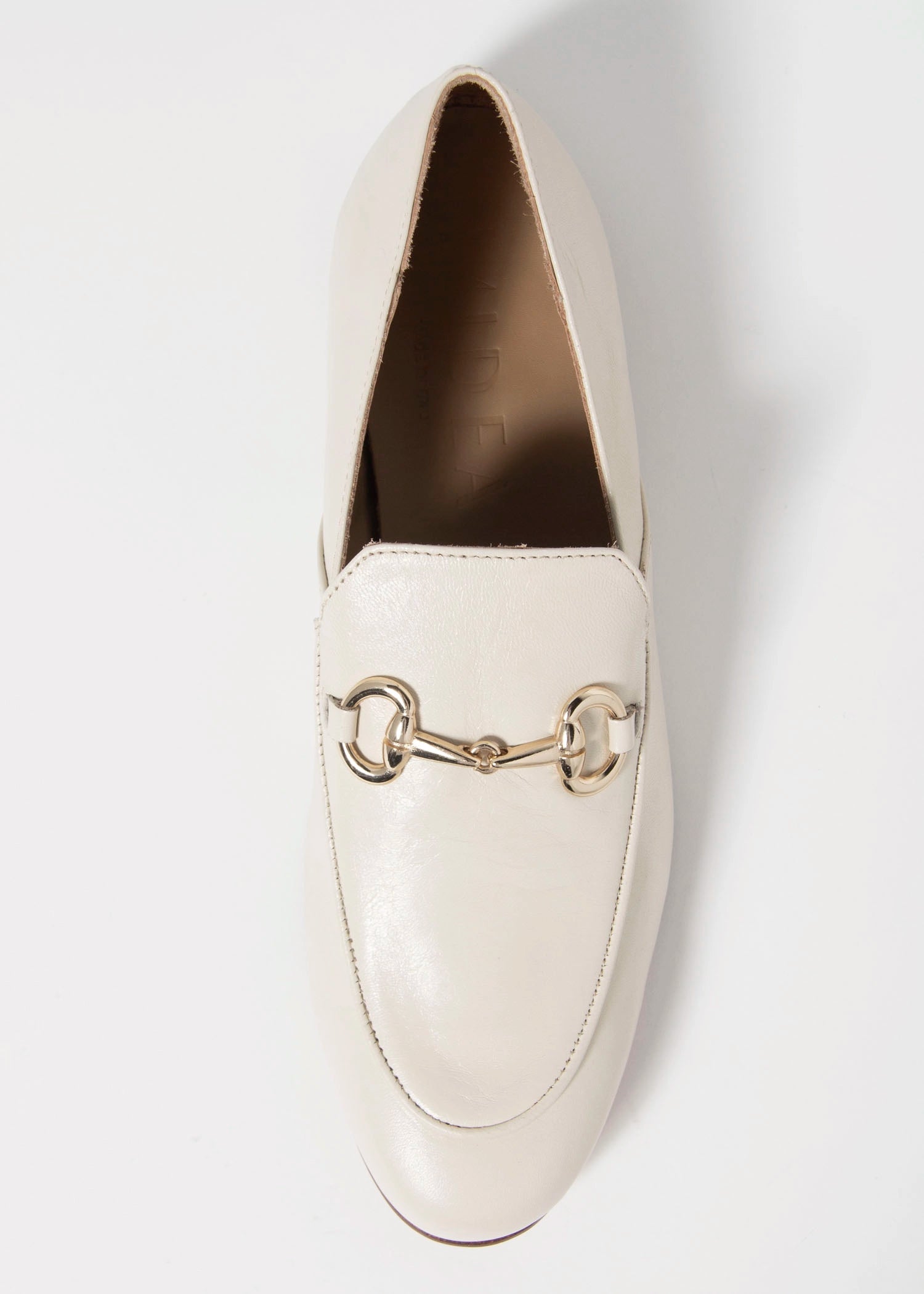 swatch_Ivory leather loafer with bit flat shoes
