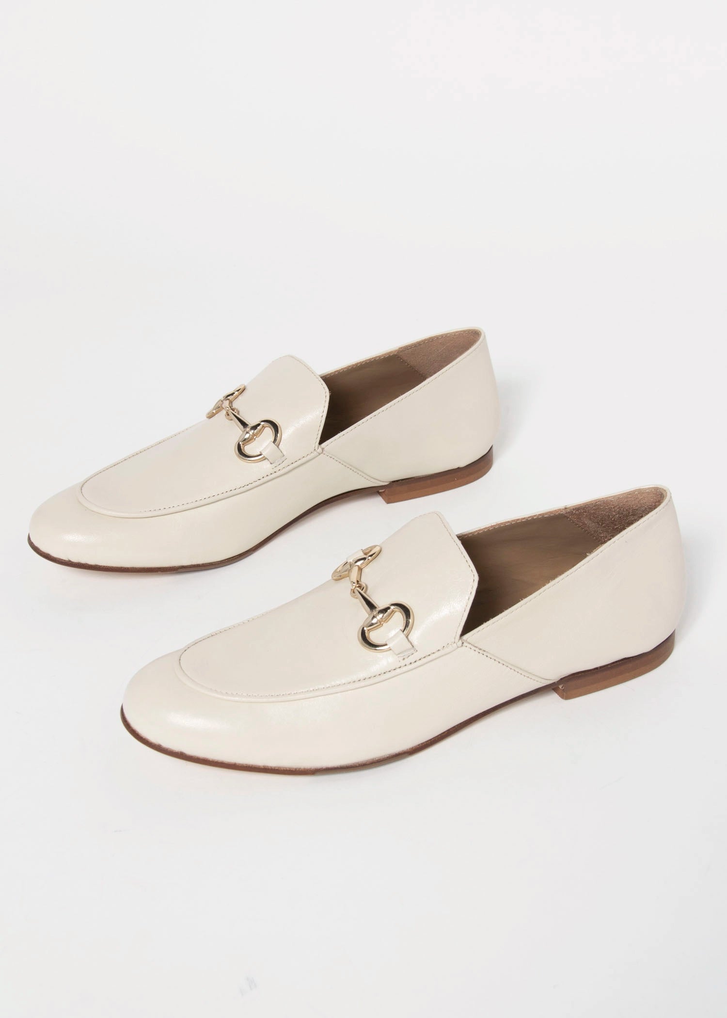 swatch_Ivory leather loafer with bit flat shoes