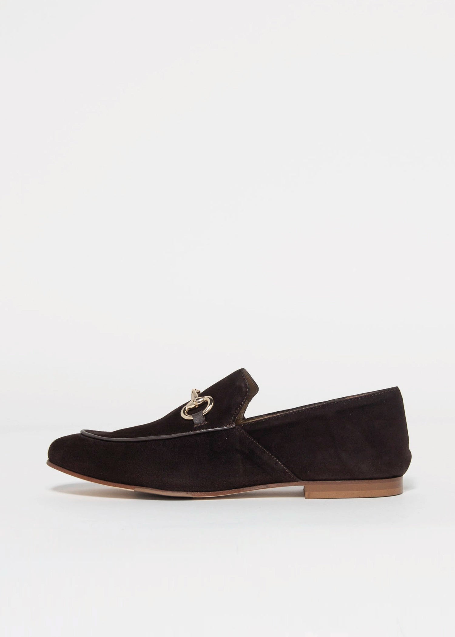 swatch_Chocolate Suede loafer with bit flat shoes