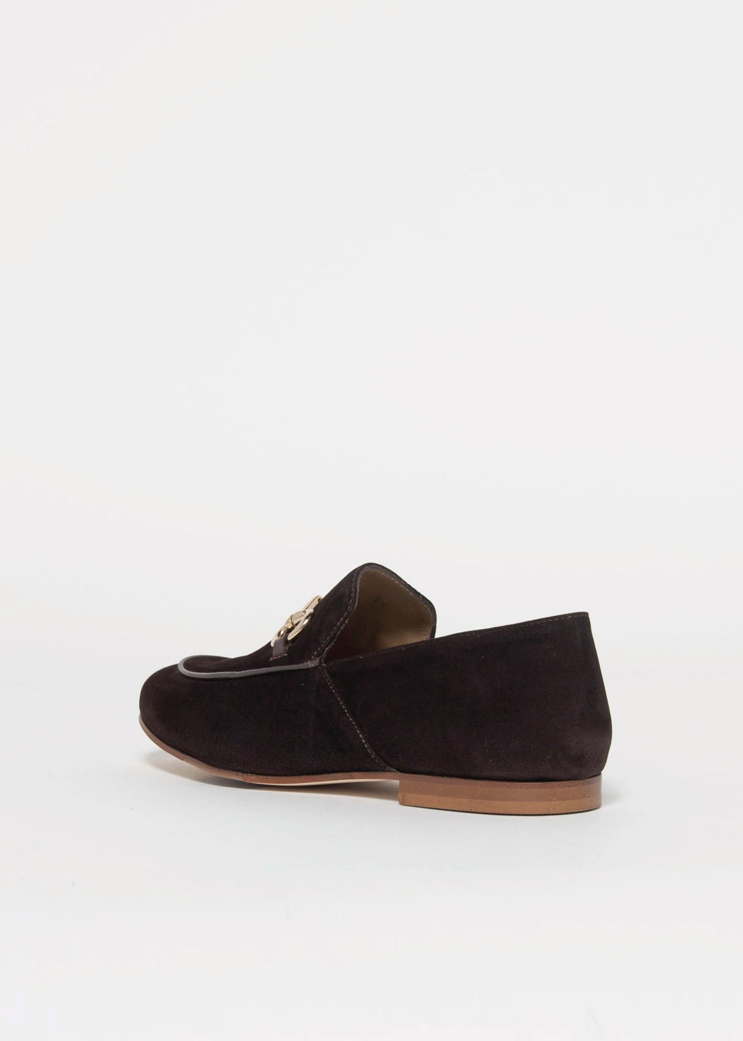 swatch_Chocolate Suede loafer with bit flat shoes