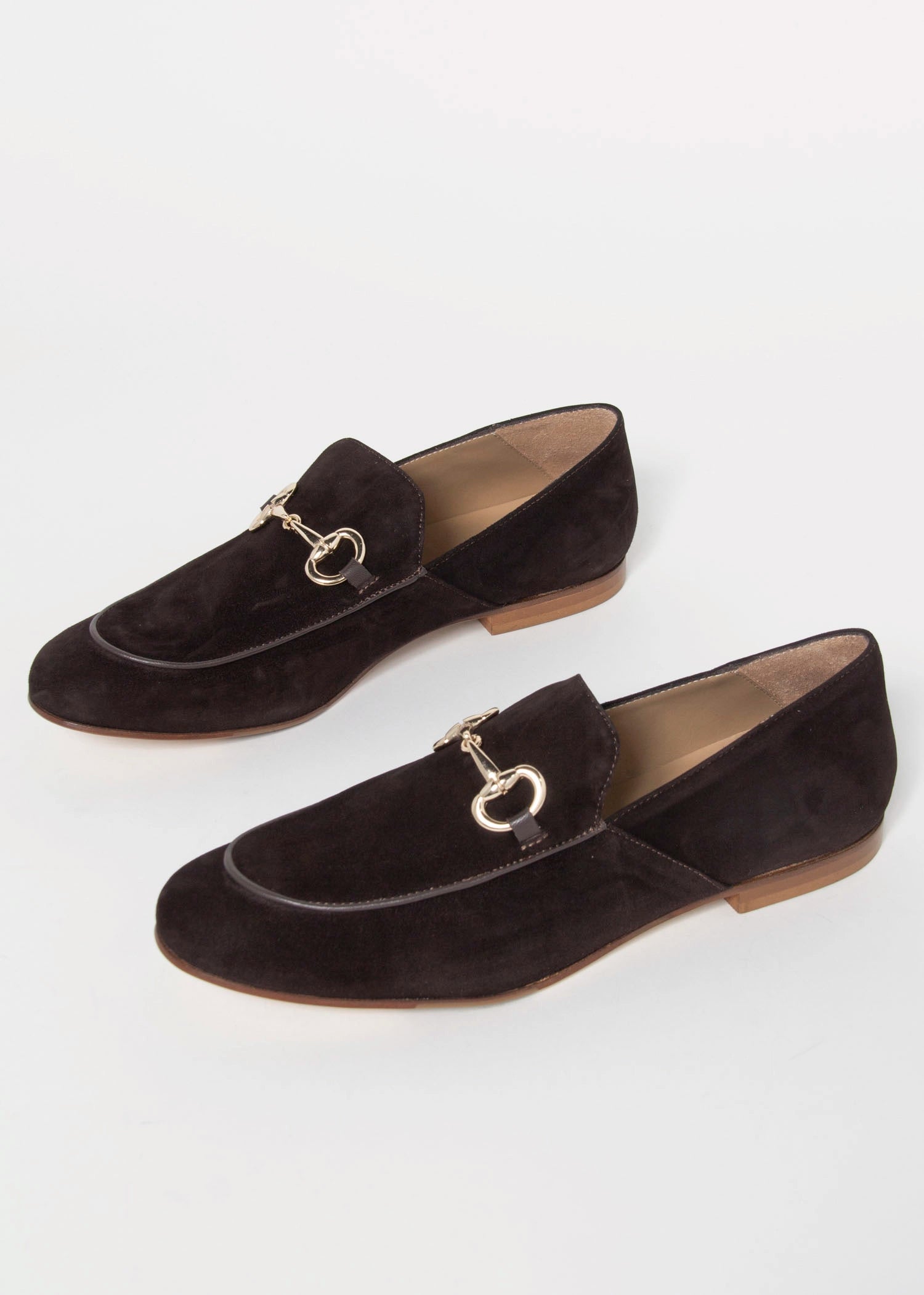 swatch_Chocolate Suede loafer with bit flat shoes