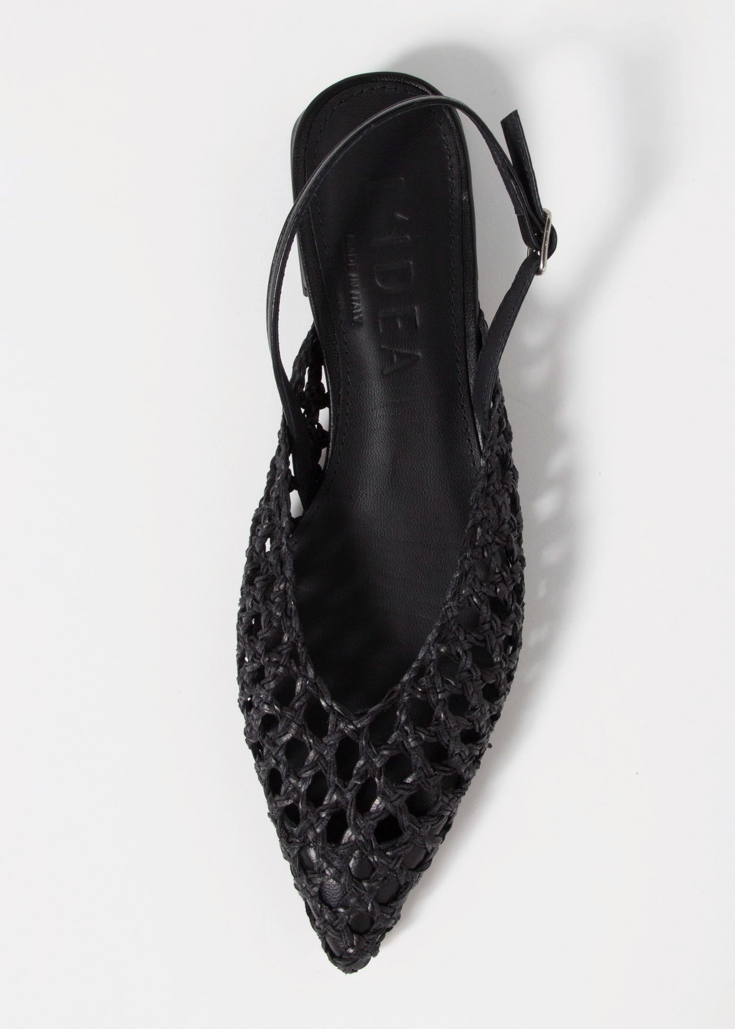 swatch_black leather lussy woven slingback flat shoes