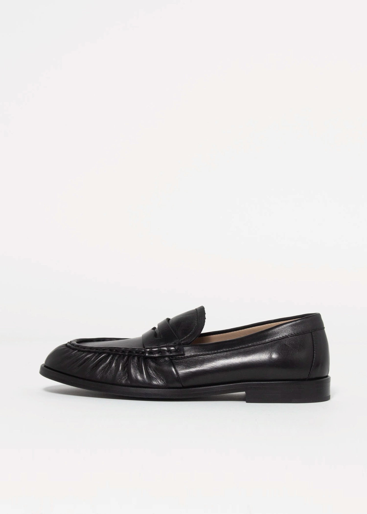 swatch_Black Leather l'idea ruched leather loafer