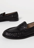 swatch_Black Leather l'idea ruched leather loafer