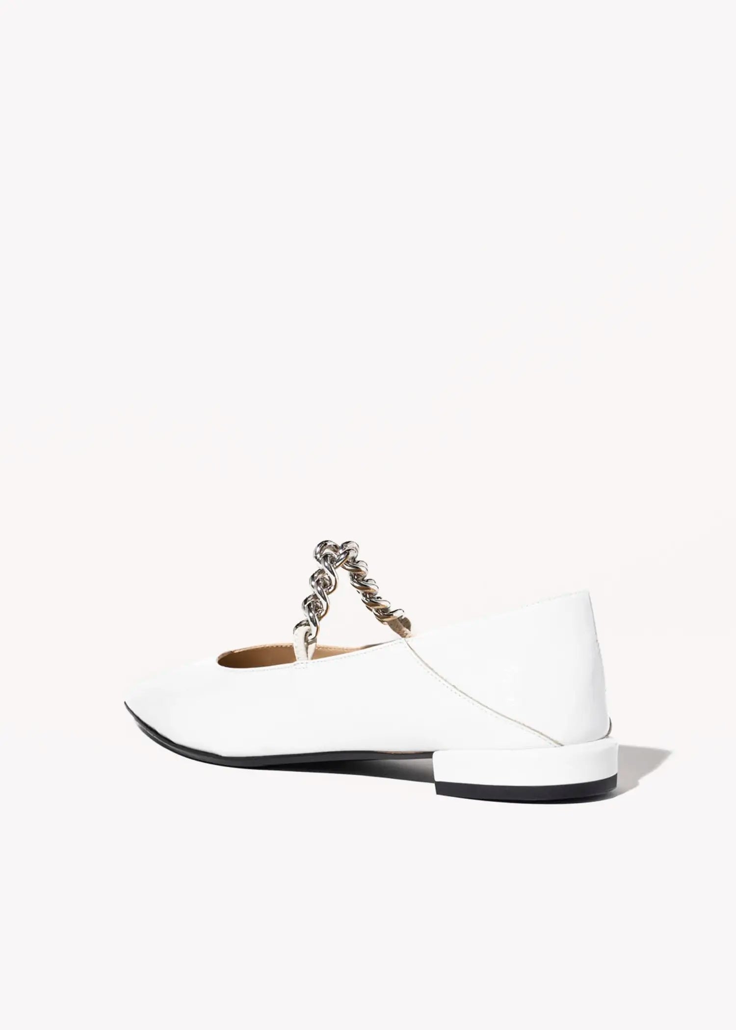 swatch_ivory patent flat with chain flat shoes