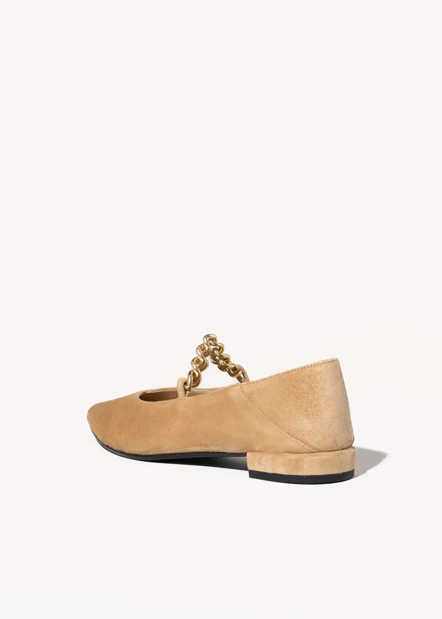 swatch_sand suede flat with chain flat shoes