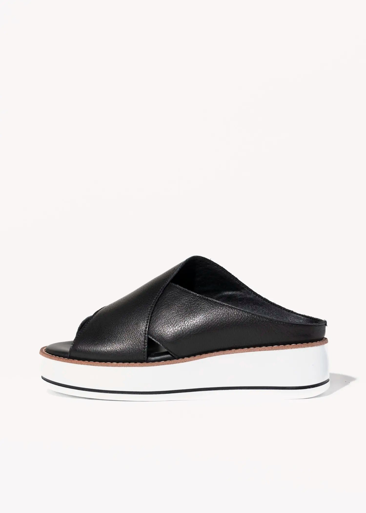 swatch_black leather orelia slide sandal platform sandals