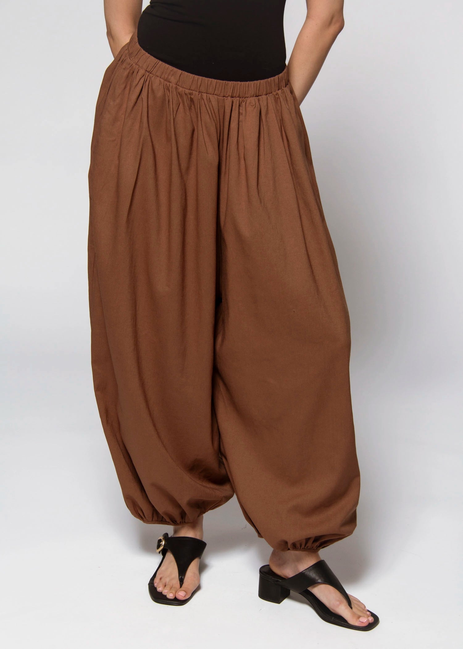 swatch_Tobacco linen harem pants