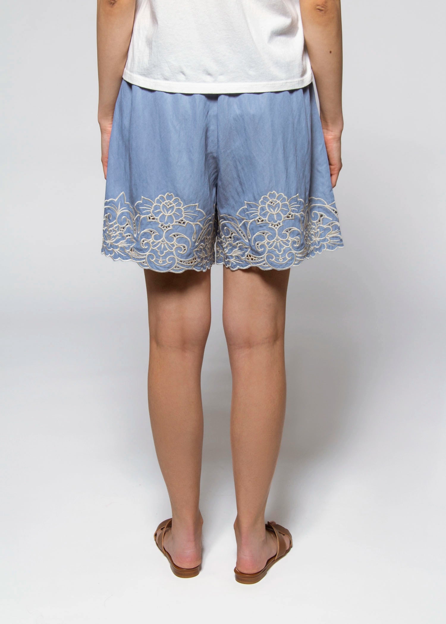 swatch_Denim Blue embroidered shorts