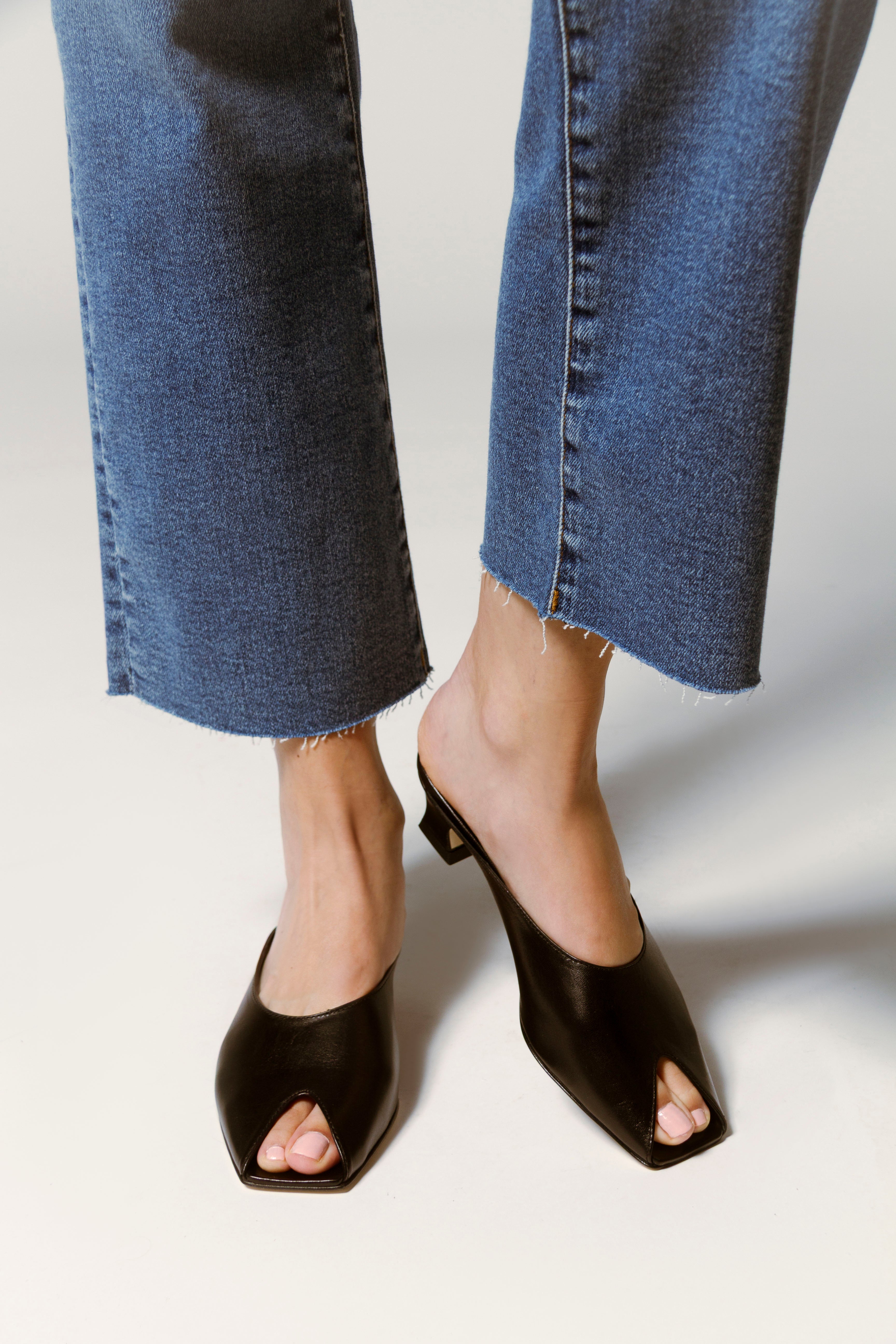 image of black peep toe sandals with a link to shop all sandal