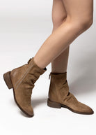 swatch_Tobacco Suede l'idea ruched ankle boot