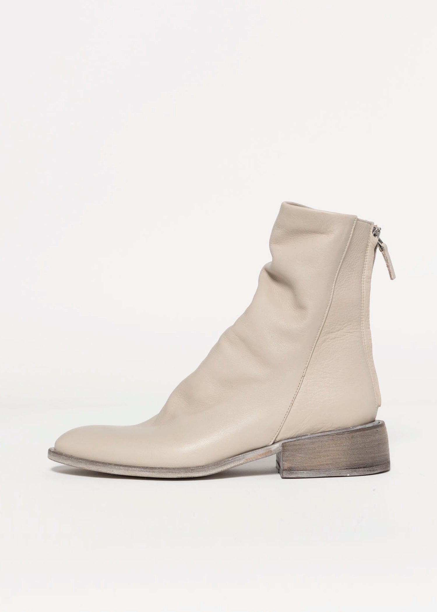 swatch_Off White Leather l'idea ruched ankle boot