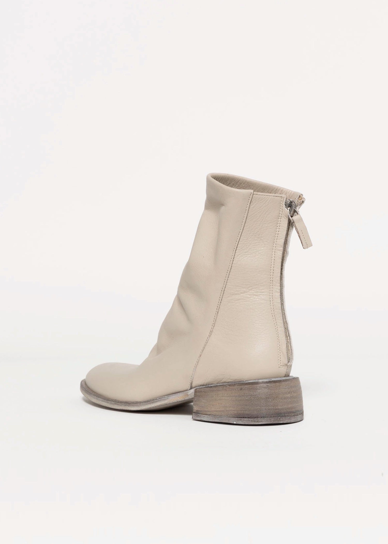 swatch_Off White Leather l'idea ruched ankle boot