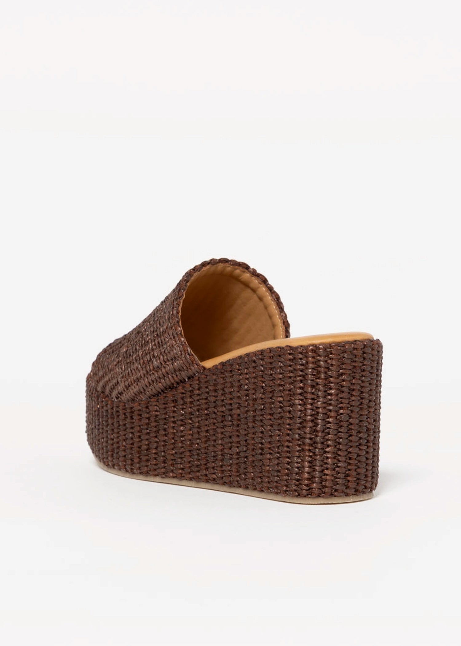 swatch_Chocolate l'idea raffia platform wedge sandals