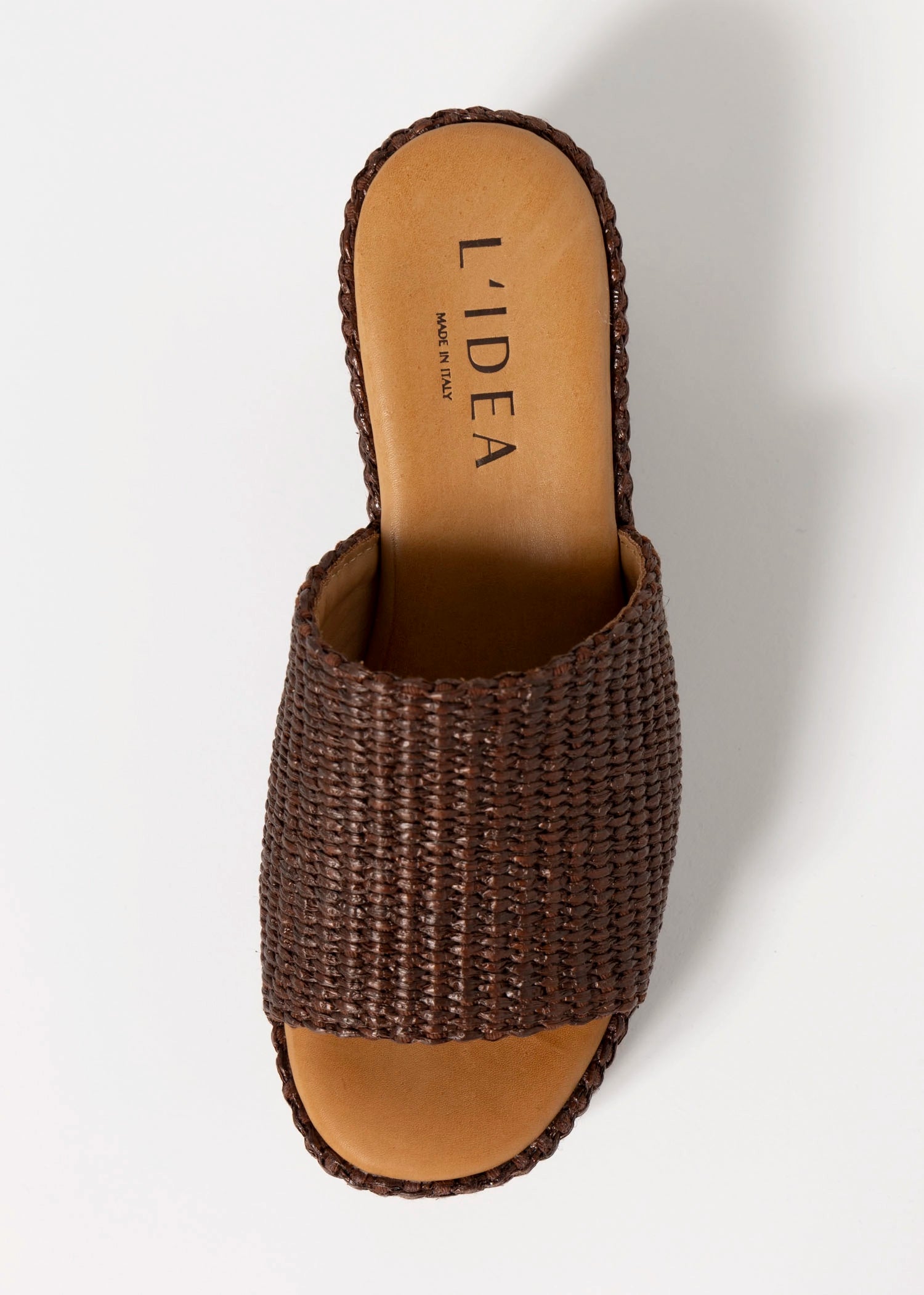 swatch_Chocolate l'idea raffia platform wedge sandals