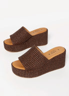 swatch_Chocolate l'idea raffia platform wedge sandals