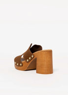 swatch_Tan Suede l'idea heeled clog sandal