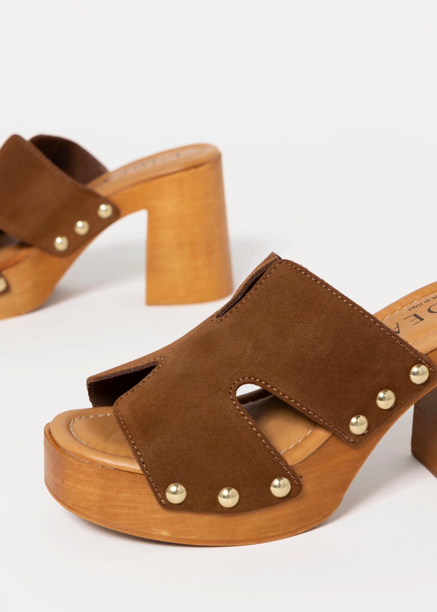 swatch_Tan Suede l'idea heeled clog sandal