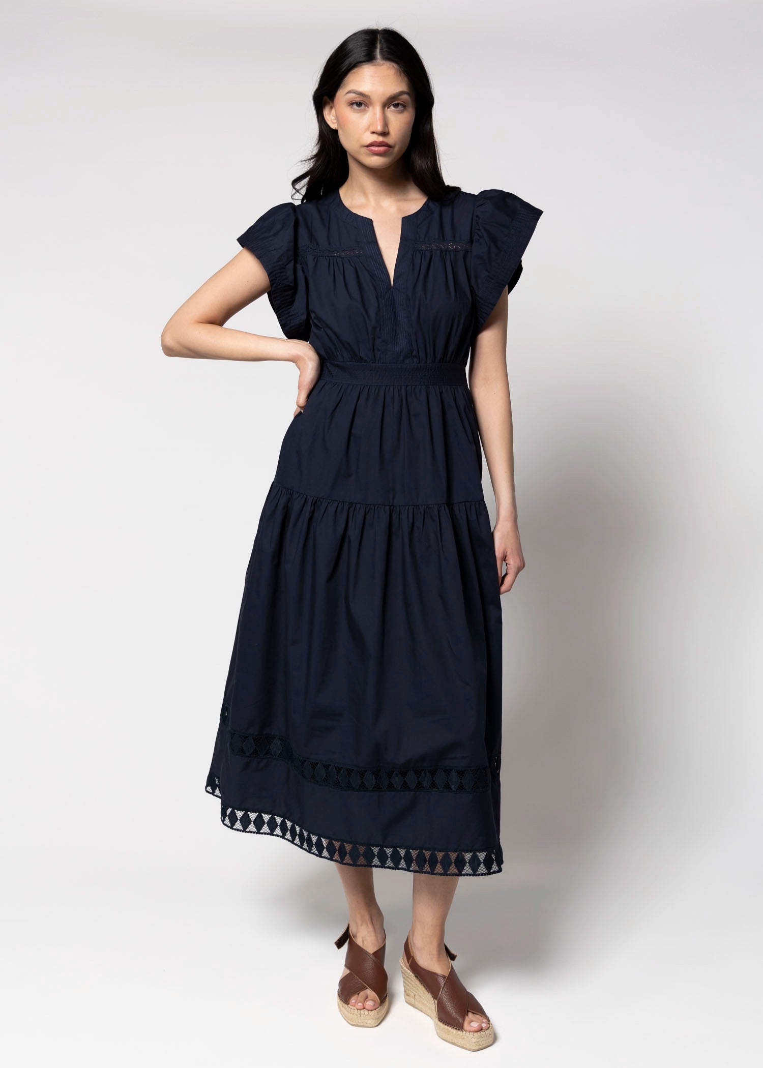 swatch_Navy tiered midi dress