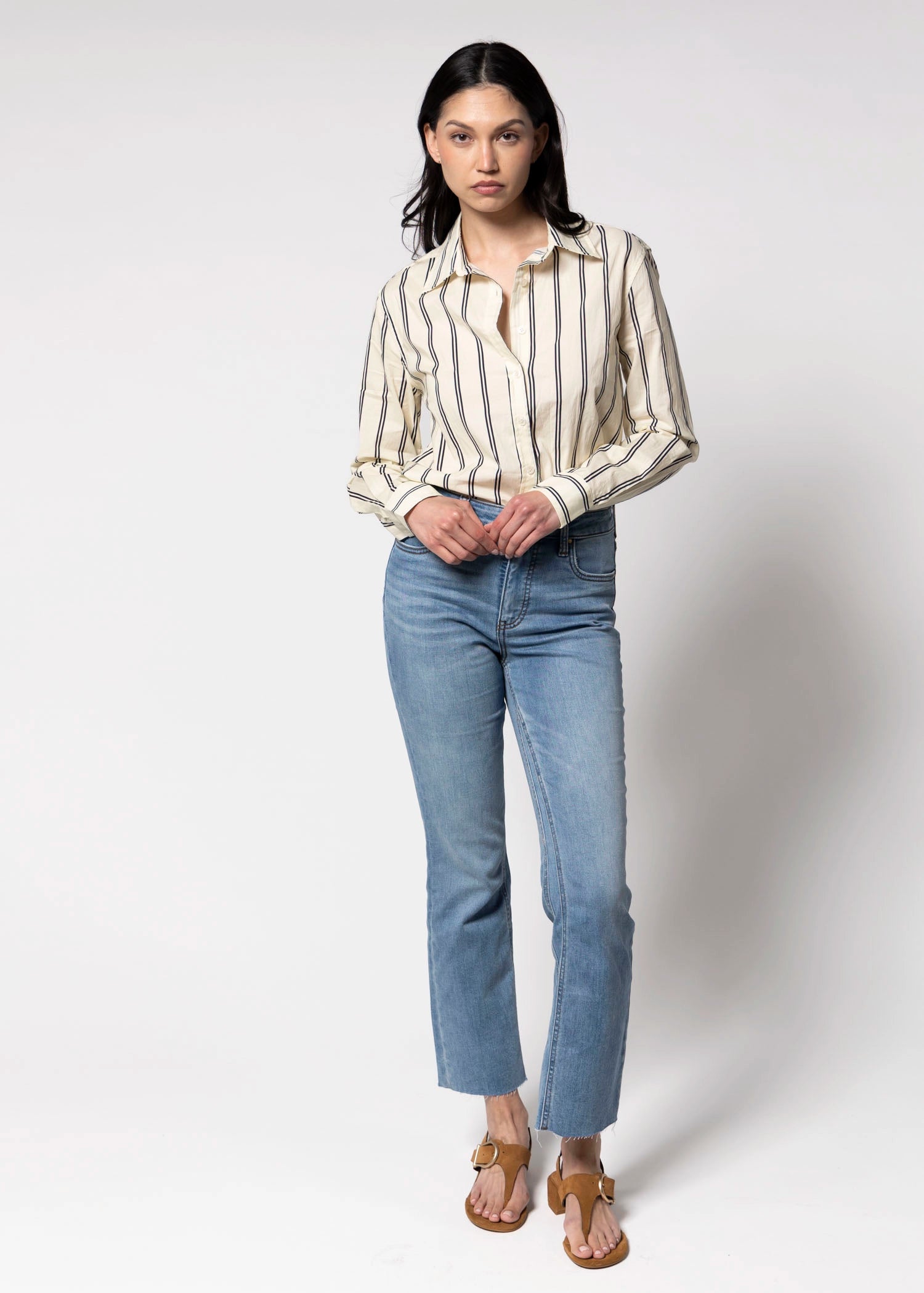 swatch_Sugar Navy perfect white tee gisele button down shirt
