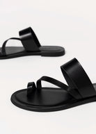 swatch_Black Leather l'idea leather toe ring sandal
