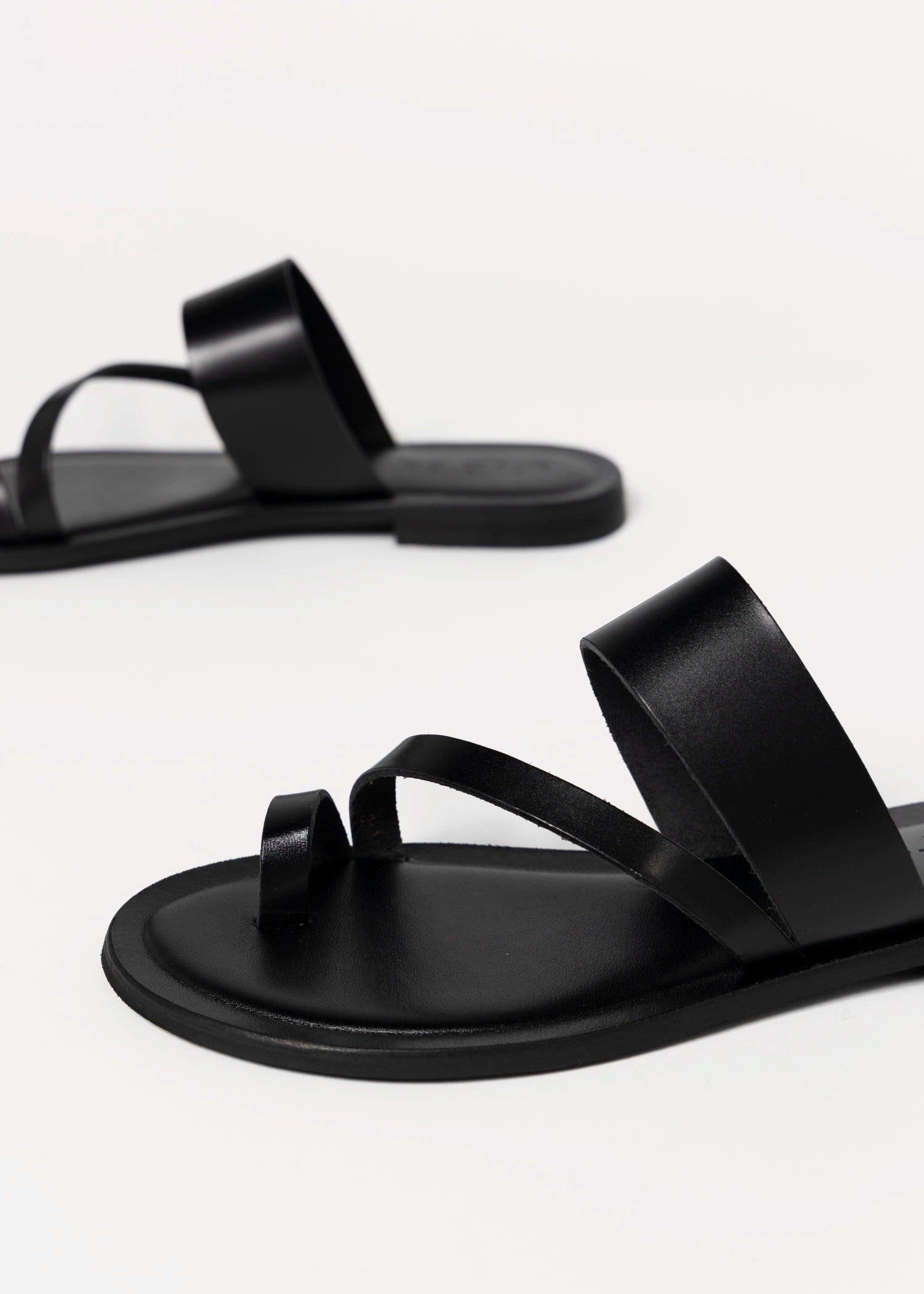 swatch_Black Leather l'idea leather toe ring sandal