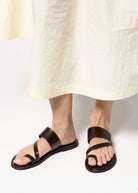 swatch_Brown Leather l'idea leather toe ring sandal