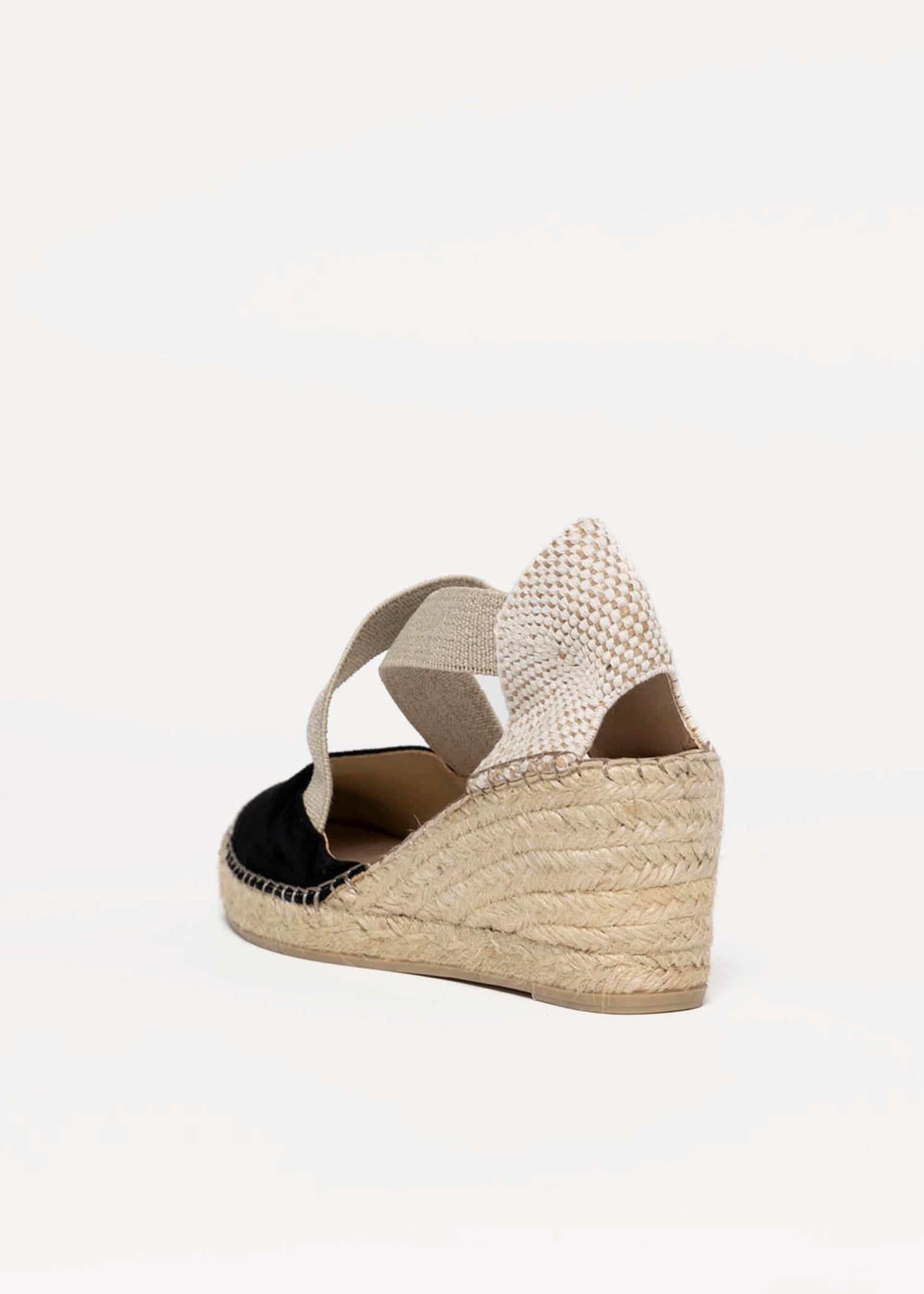 swatch_Black Suede fabiolas closed toe espadrille wedge