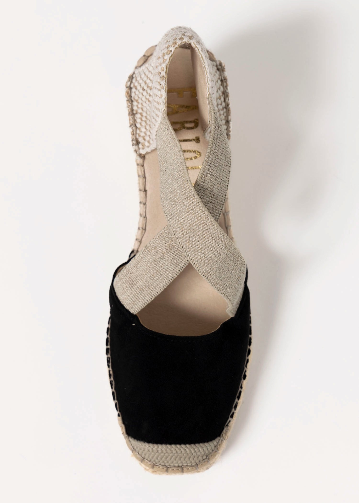 swatch_Black Suede fabiolas closed toe espadrille wedge