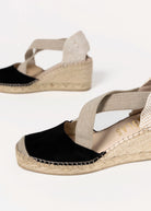 swatch_Black Suede fabiolas closed toe espadrille wedge